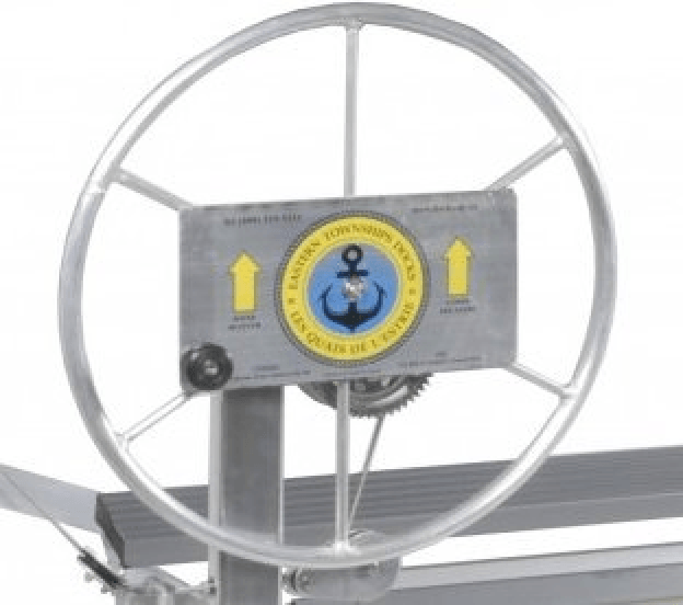 A steering wheel with an anchor on it