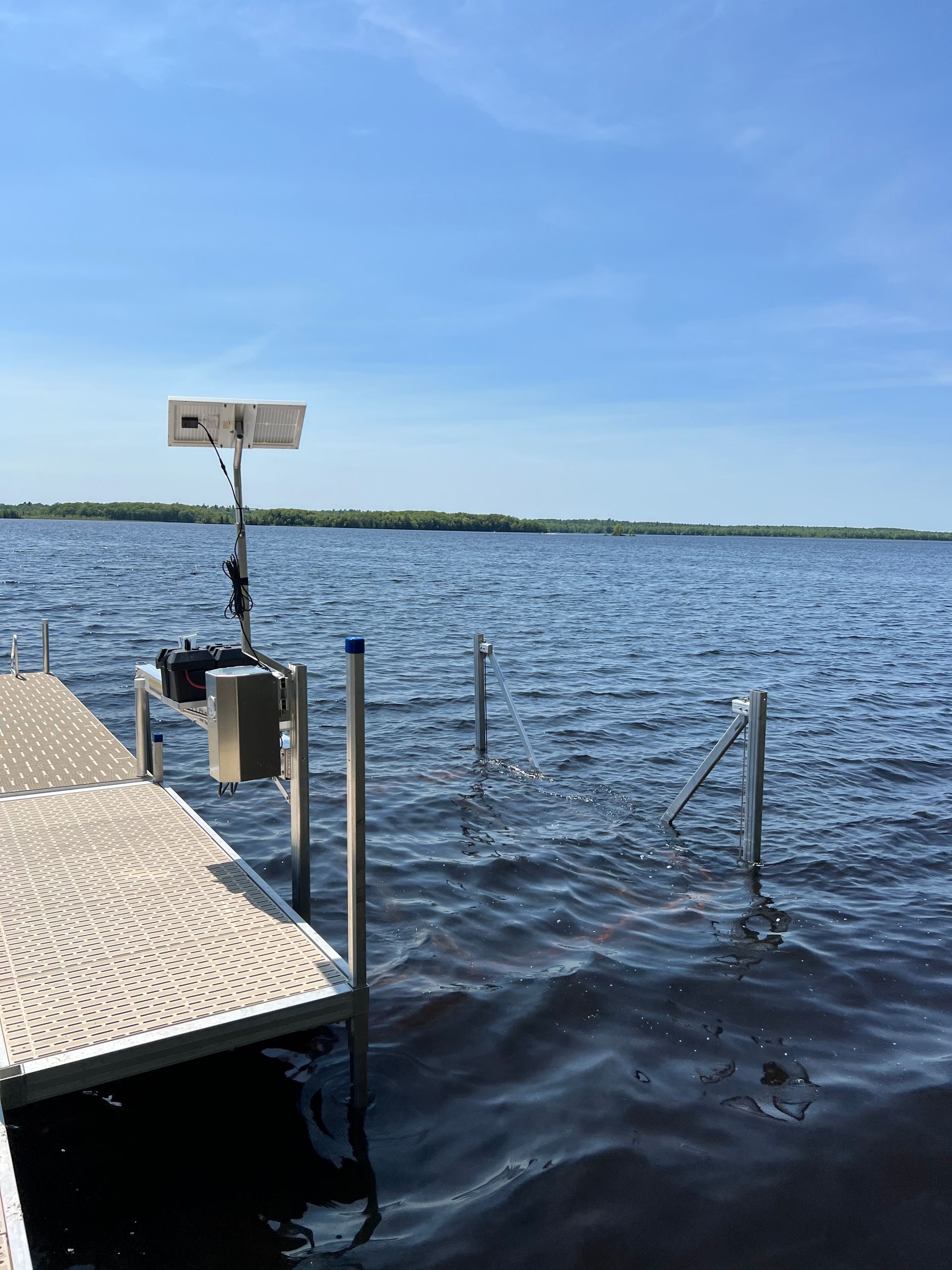 A dock in the middle of a large body of water