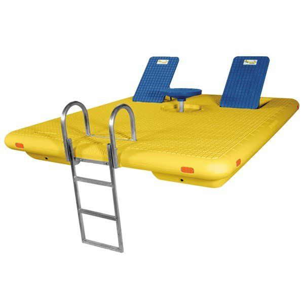 A yellow raft with a ladder attached to it