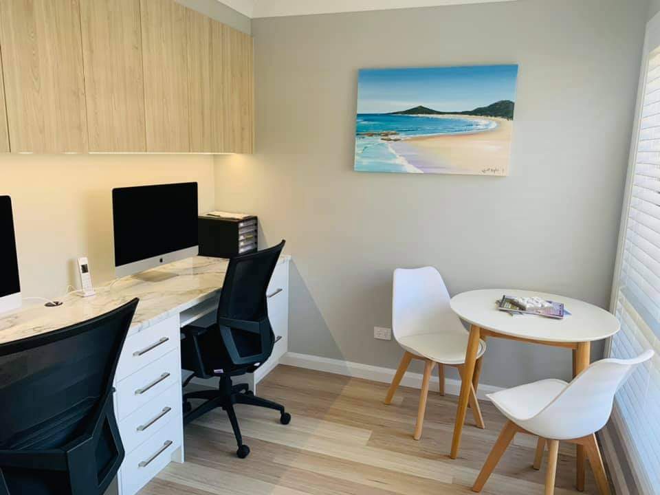 Home Office Design With Small Table — DMB Kitchens in Port Macquarie, NSW