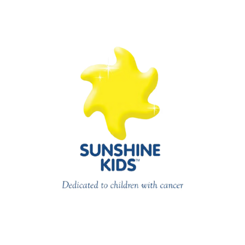 Yellow star logo for Sunshine Kids charity, text: "SUNSHINE KIDS", "Dedicated to children with cancer".