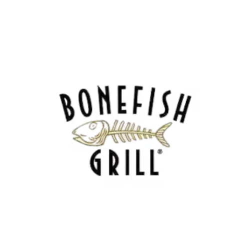 Bonefish Grill logo: black text and fish skeleton over "Bonefish Grill" text.