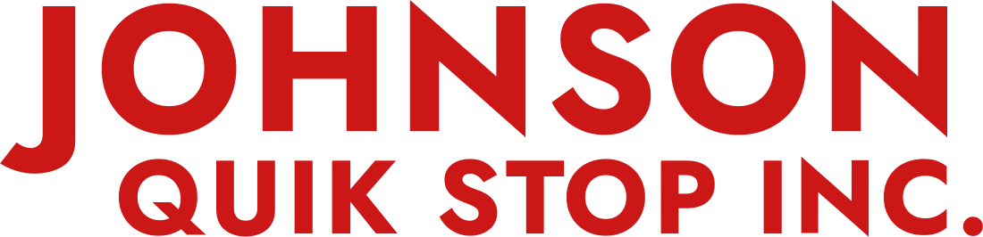 Johnson quick stop is written in red on a white background