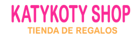 Logotipo de Katykoty Shop, con texto rosa que dice