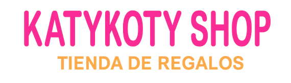 Logotipo de Katykoty Shop, con texto rosa que dice