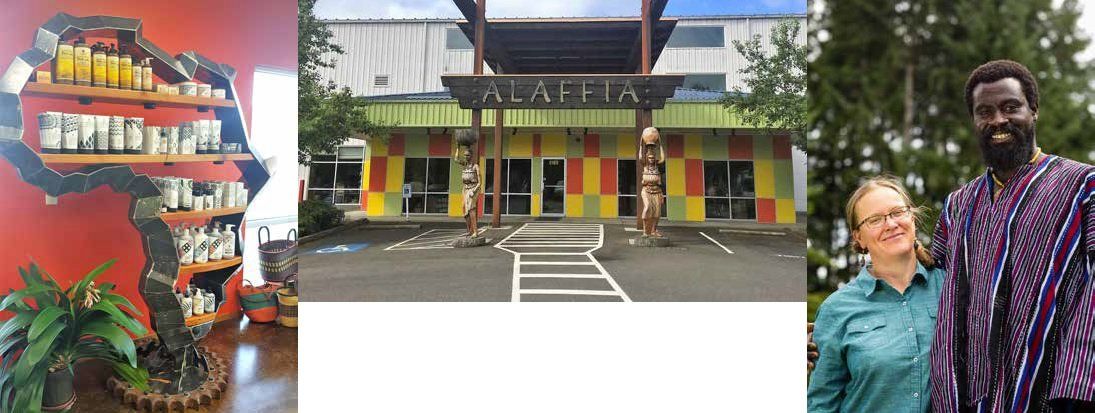 An interior shop display on the left and the exterior of the shop with the name