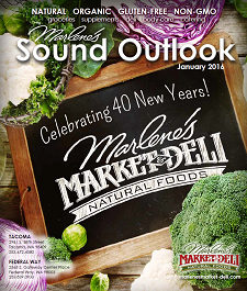 Marlene's Market & Deli magazine cover with produce and text 