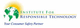 Logo of the Institute for Responsible Technology, featuring a green and yellow globe with text 
