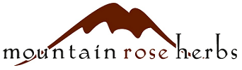 Logo of Mountain Rose Herbs with a brown mountain range above the company name in a serif font.
