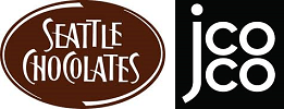Logos of Seattle Chocolates (brown oval) and JCO (white text on black).