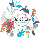 Logo for SoulKu: floral wreath with a sea turtle, text that reads 