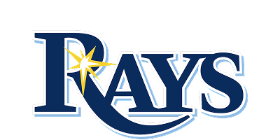 Tampa Bay Rays logo: navy blue text with a starburst, light blue outline.