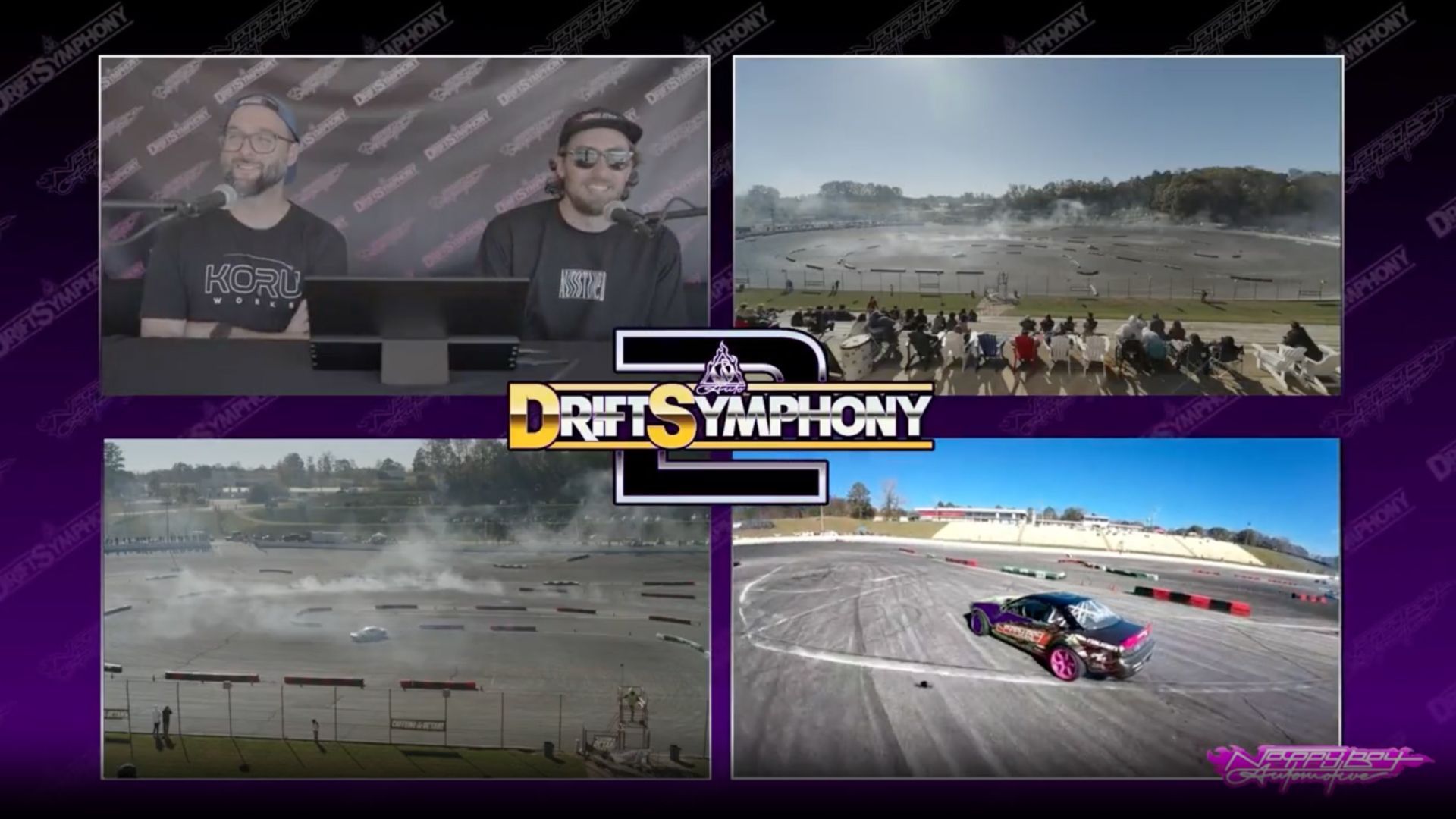 Four-panel image of a drifting event. 