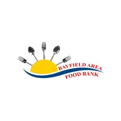Bayfield area food bank logo with silverware and sun