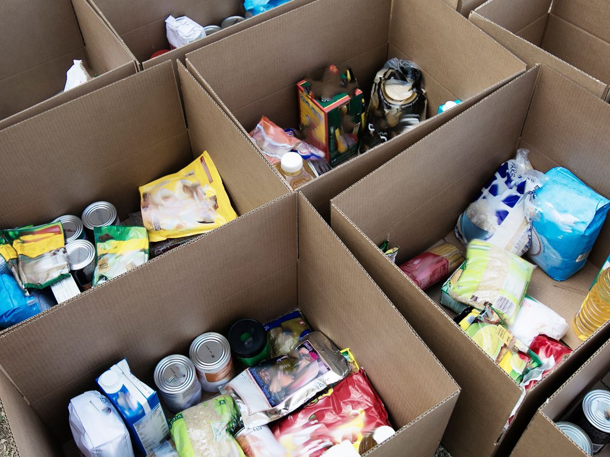 multiple boxes of non perisable foods