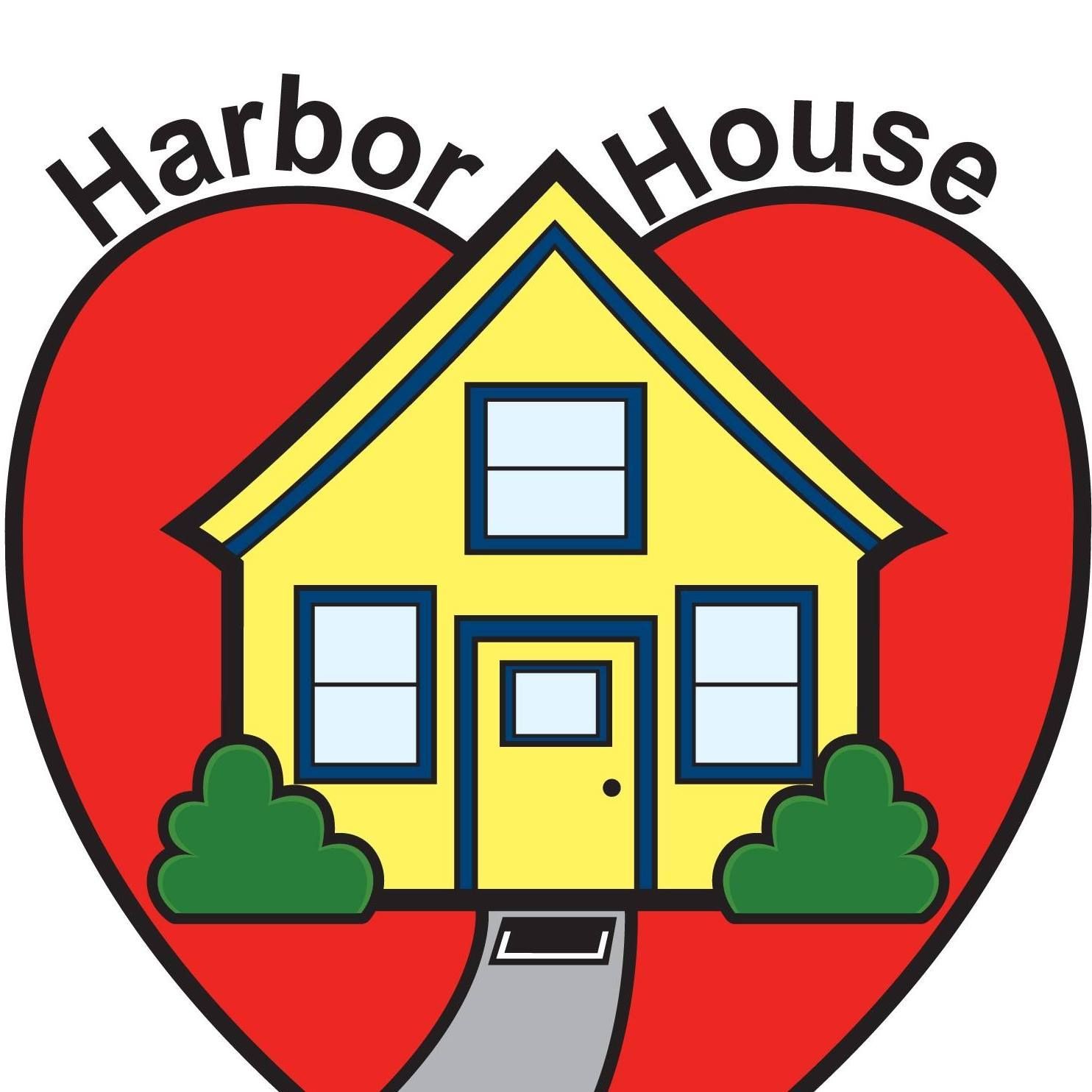 Harbor House logo with a big red heart and a yellow house inside it