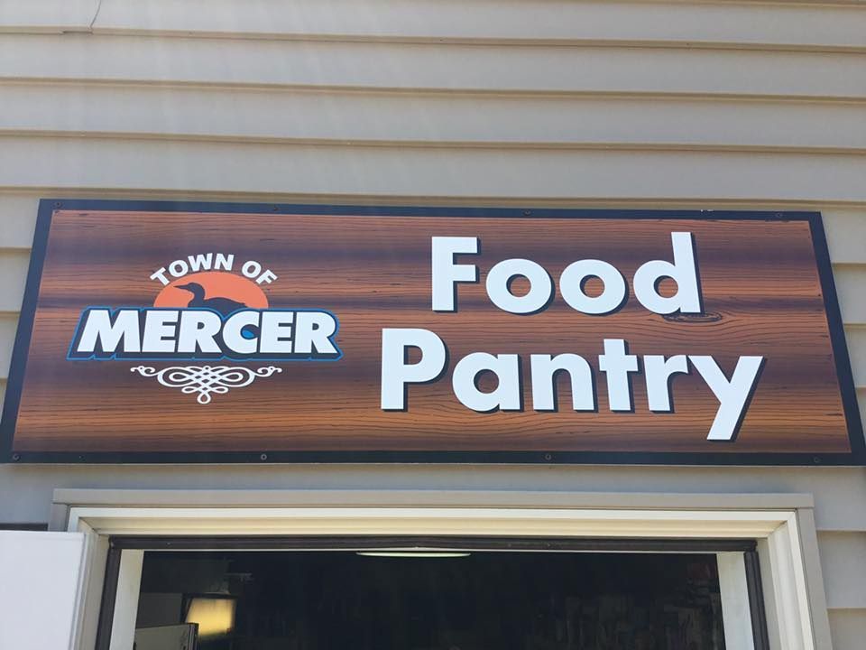 Town of Mercer Food Pantry sign