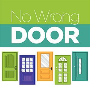 No wrong door logo with 4 doors