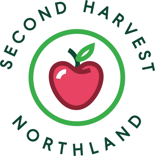 Second Harvest Food Panty Red Apple enclosed in a green circle