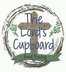 The Lords Cupboard Logo with cross and grape vines