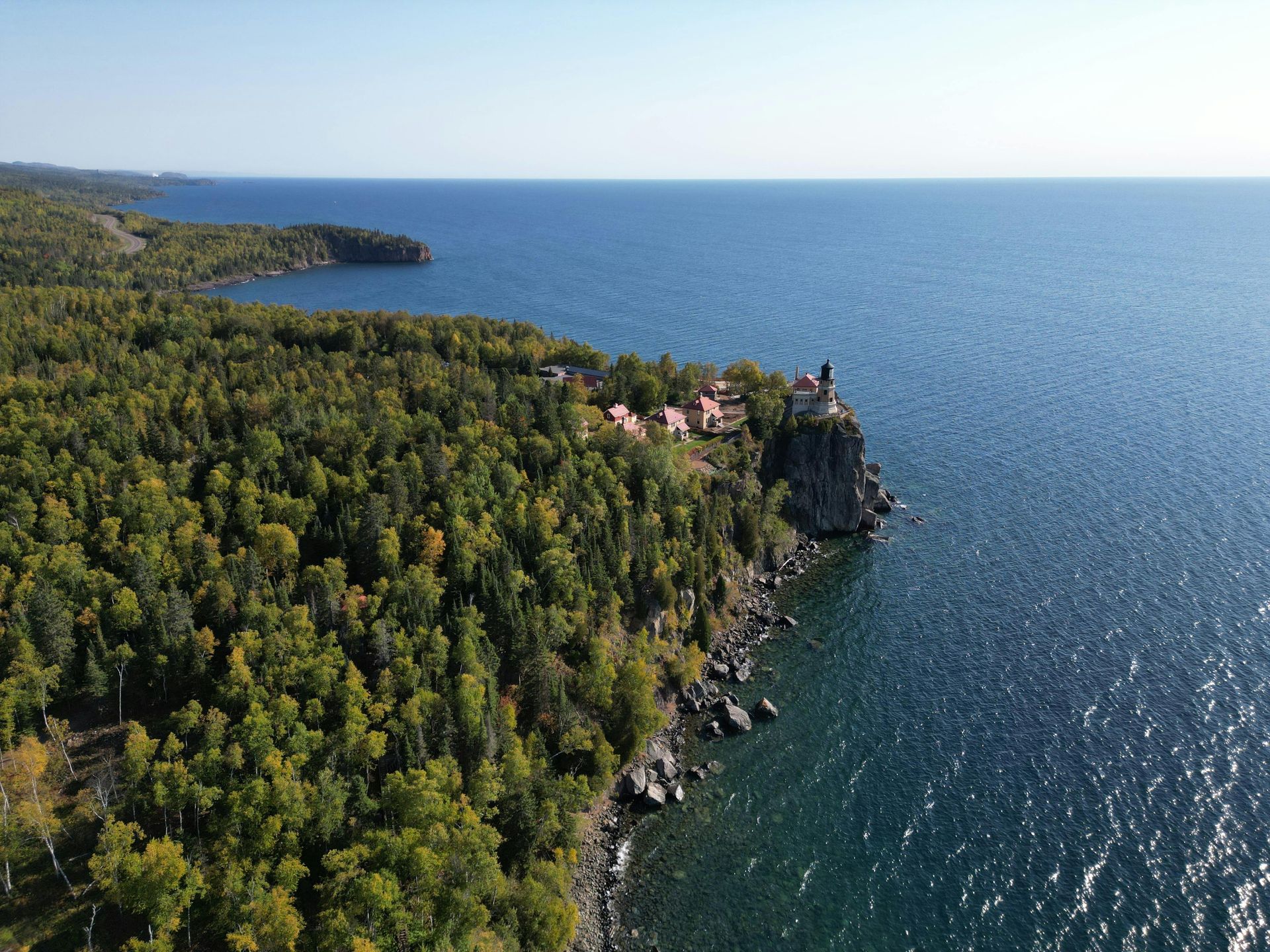 Split Rock Lighthouse Shore line from the air