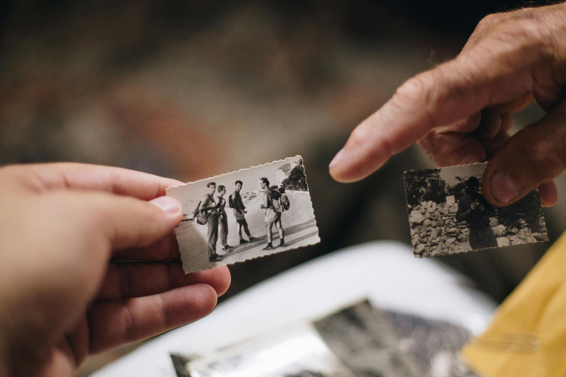 two hands showing photographs