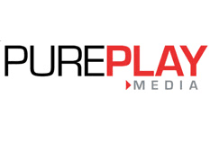 PurePlay Media logo with black text and red