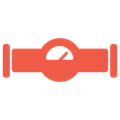Piped icon with a meter in it indicating gas lines service.
