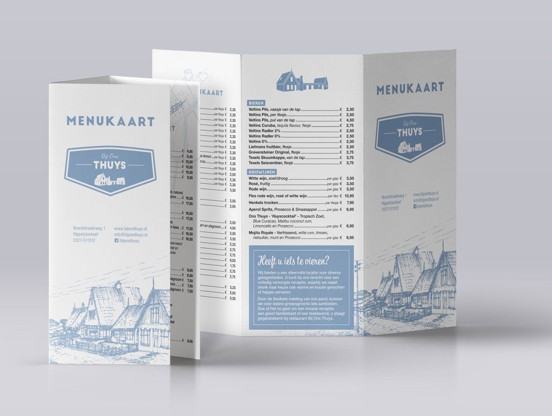 Menukaarten Bij ons Thuys by reclamestudio Morant
