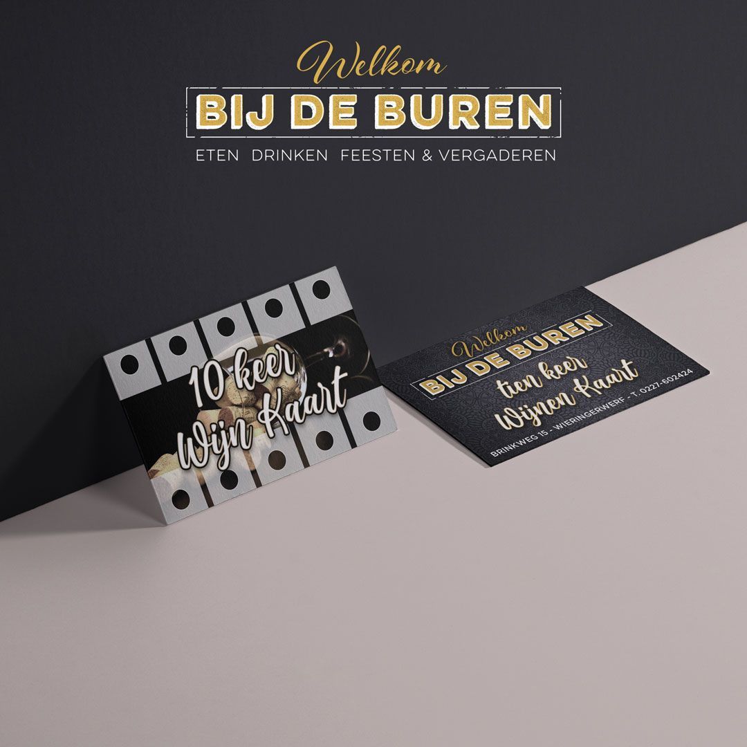 Wijn kadokaart - café Bij de Buren by reclamestudio Morant