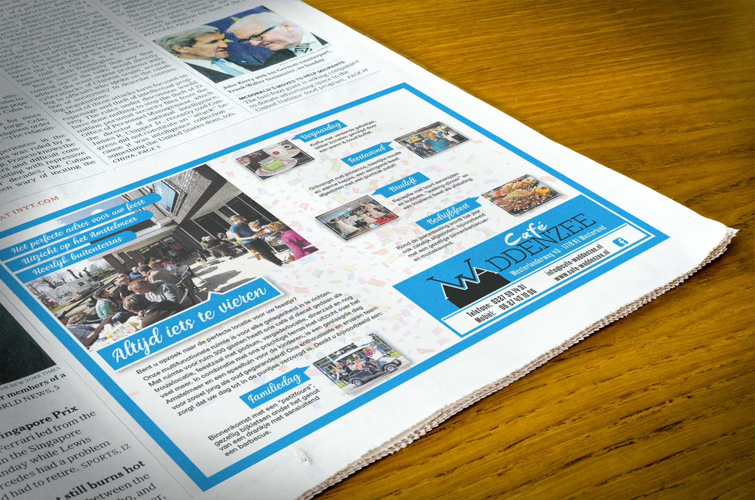 Krantenadvertentie café Waddenzee by reclamestudio Morant