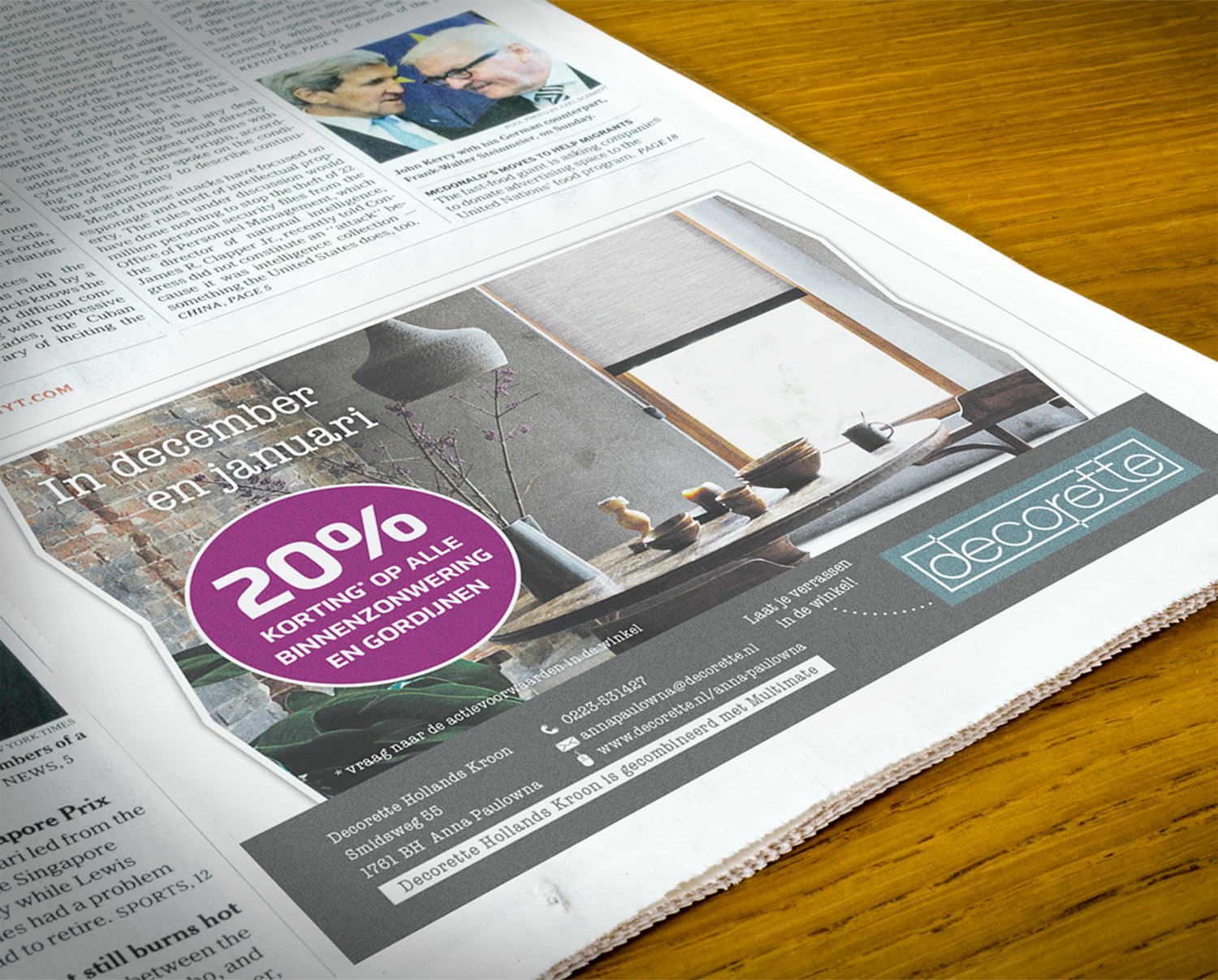 Krantenadvertentie Decorette Anna Paulowna by reclamestudio Morant