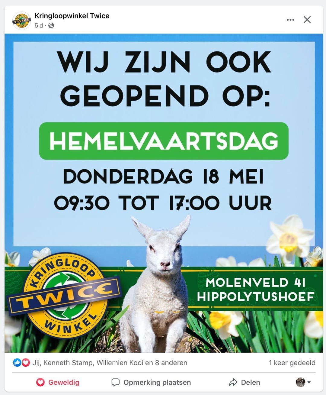 Social Media advertentie kringloopwinkel Twice by reclamestudio Morant