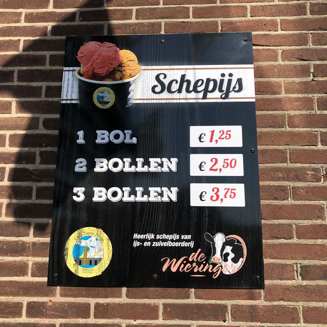 Gevelbord schepijs Tante Pietje by reclamestudio Morant