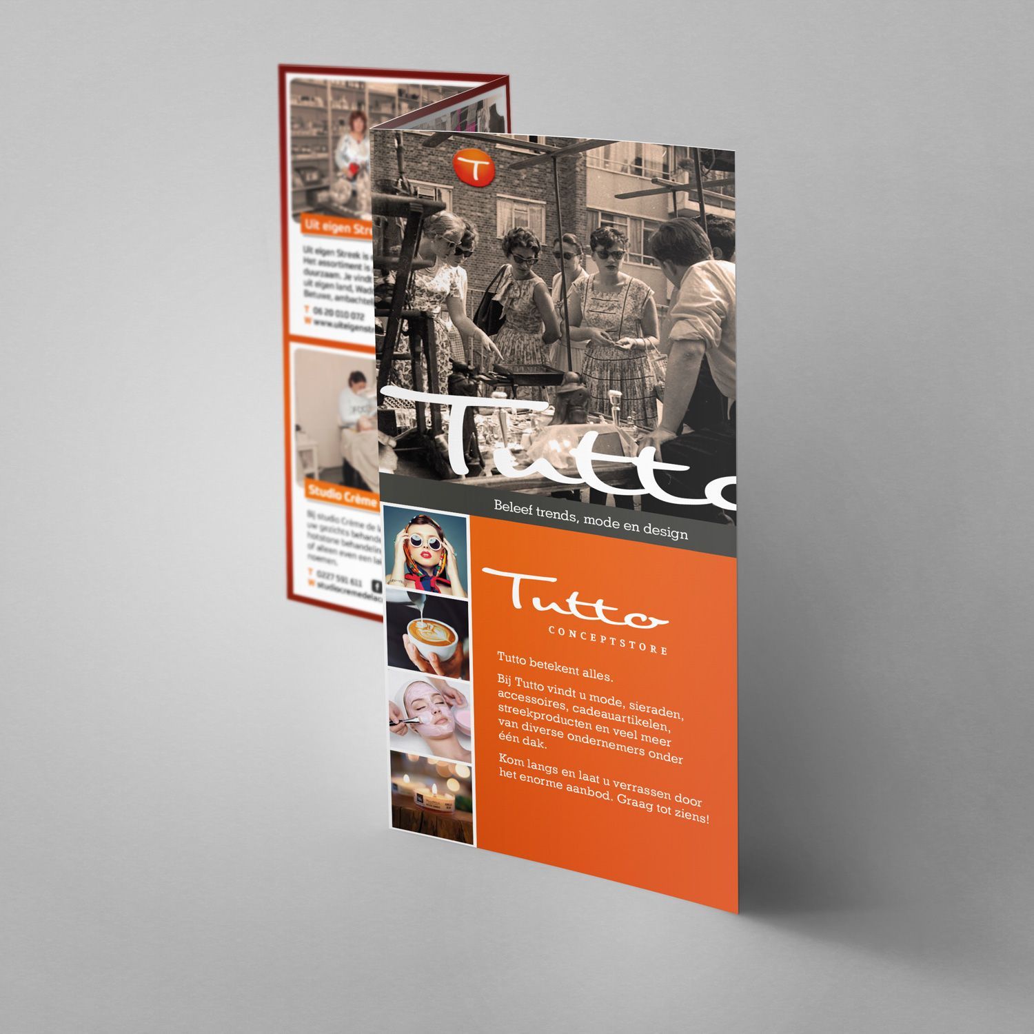 Wikkelvouwfolder Tutto conceptstore by reclamestudio Morant