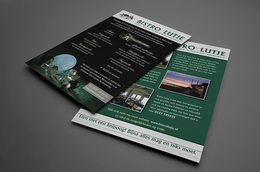 A5 kerstmenu flyer Bistro Lutje by reclamestudio Morant