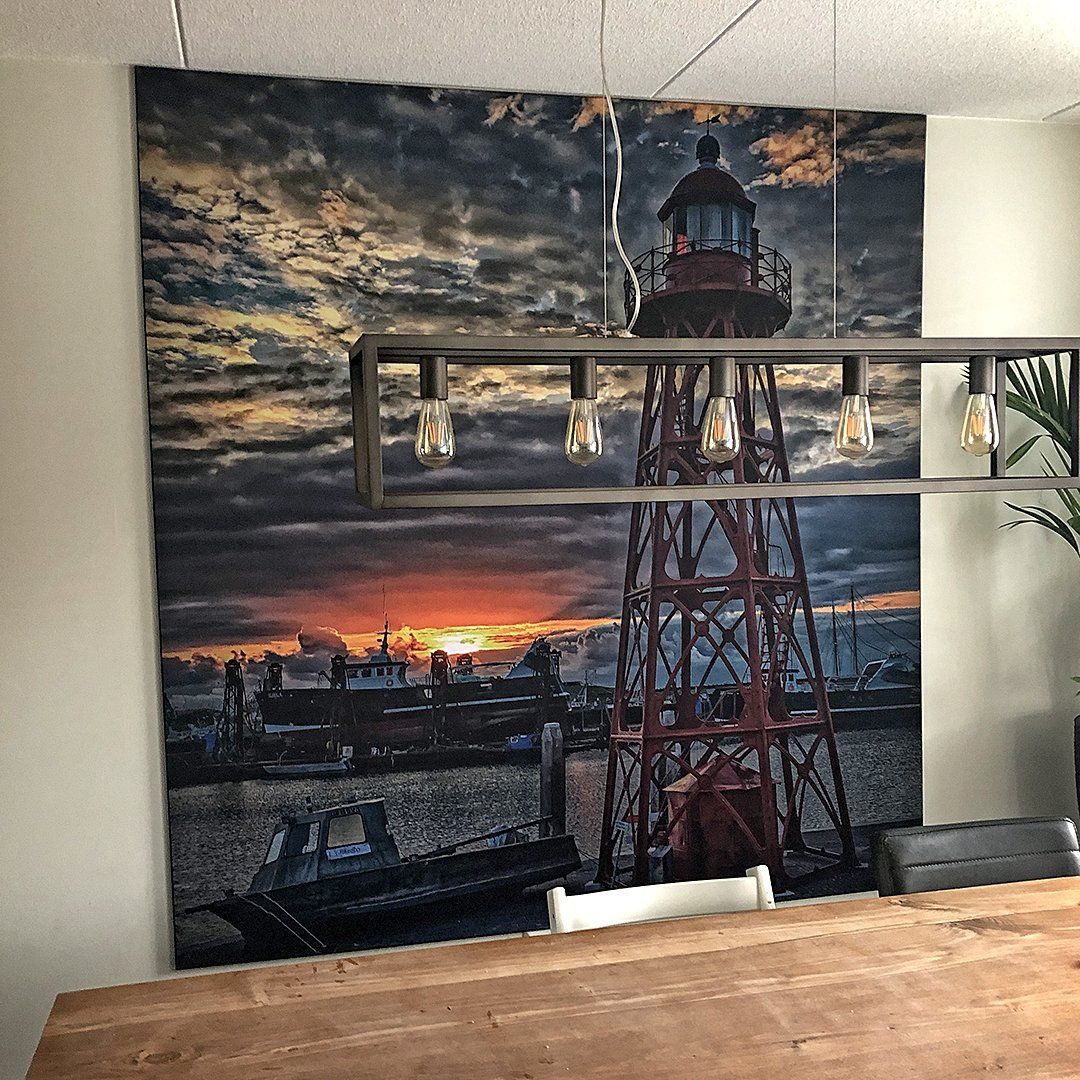 afdruk op wandtextiel in frame bij de familie Bood  by reclamestudio Morant