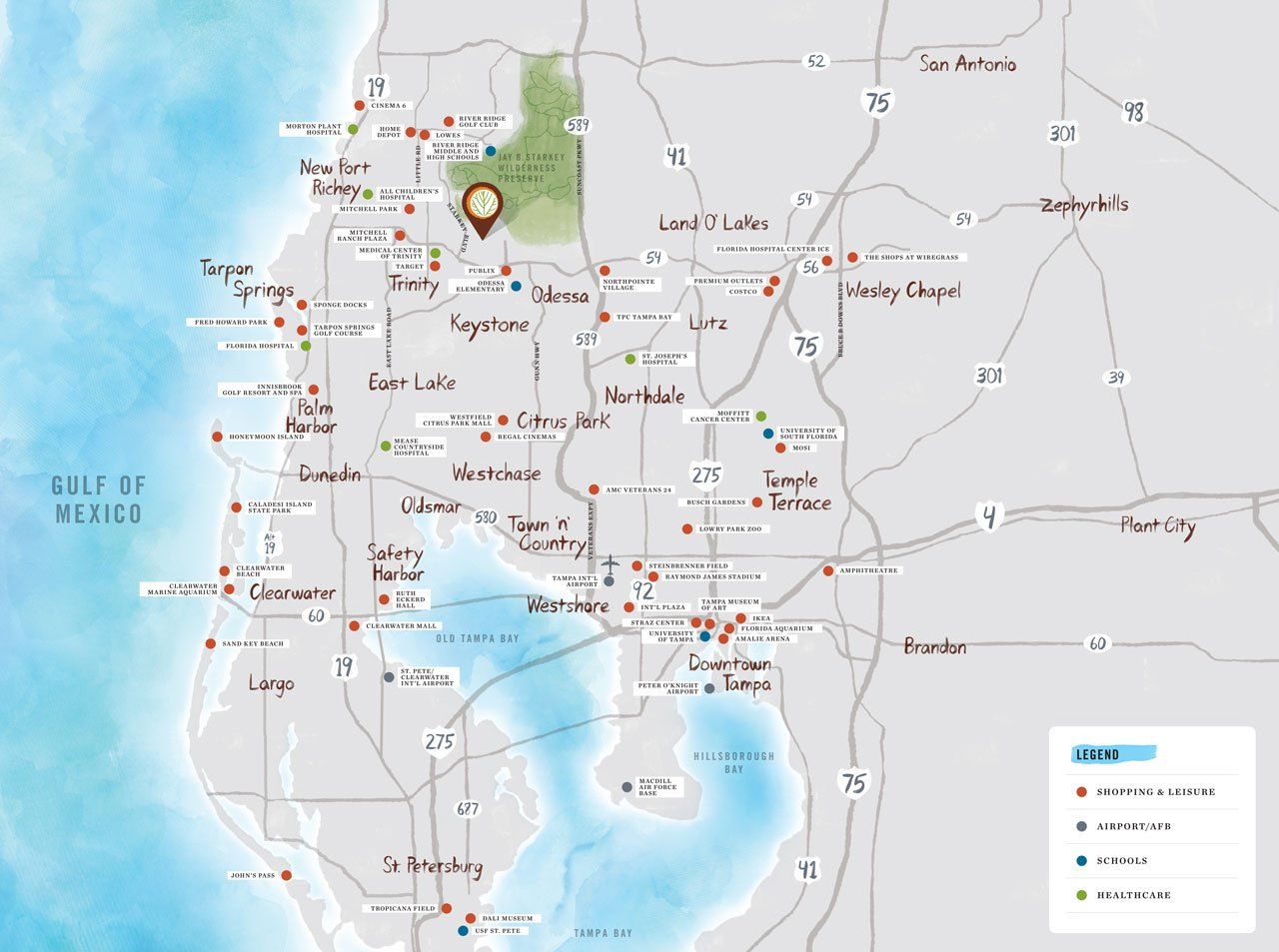 Tampa Bay Locator Map | Starkey Ranch Homes