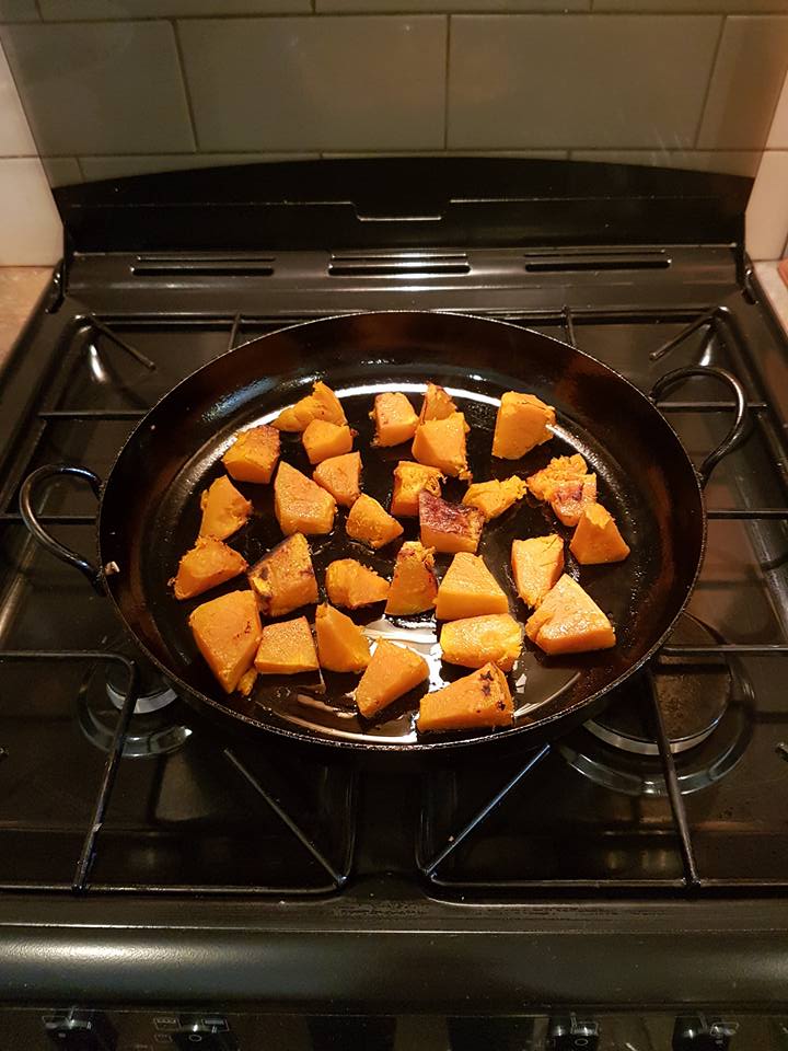 steel frypan with loop handles