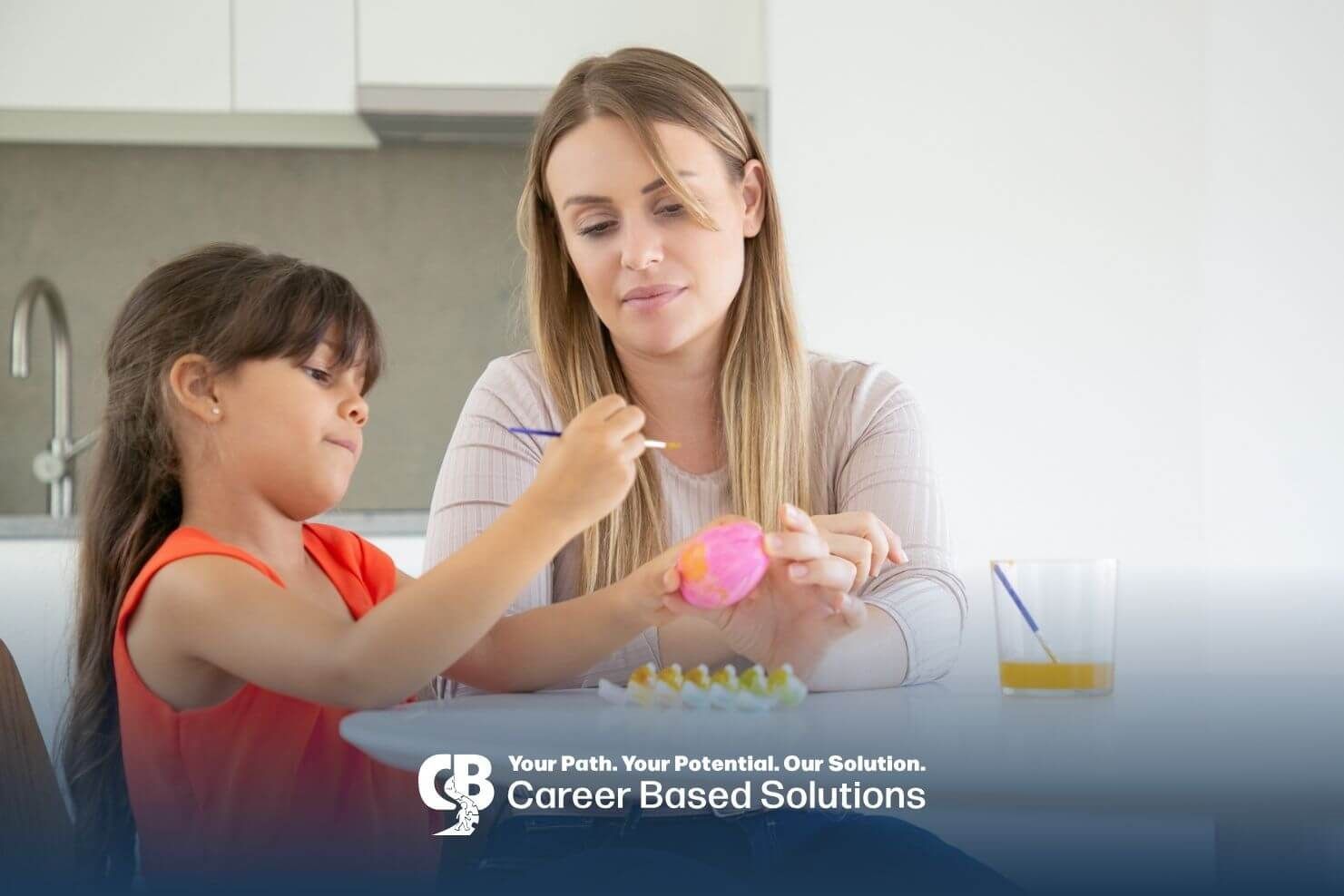 Therapist guides autistic girl in structured activity as parent observes ABA techniques in action.