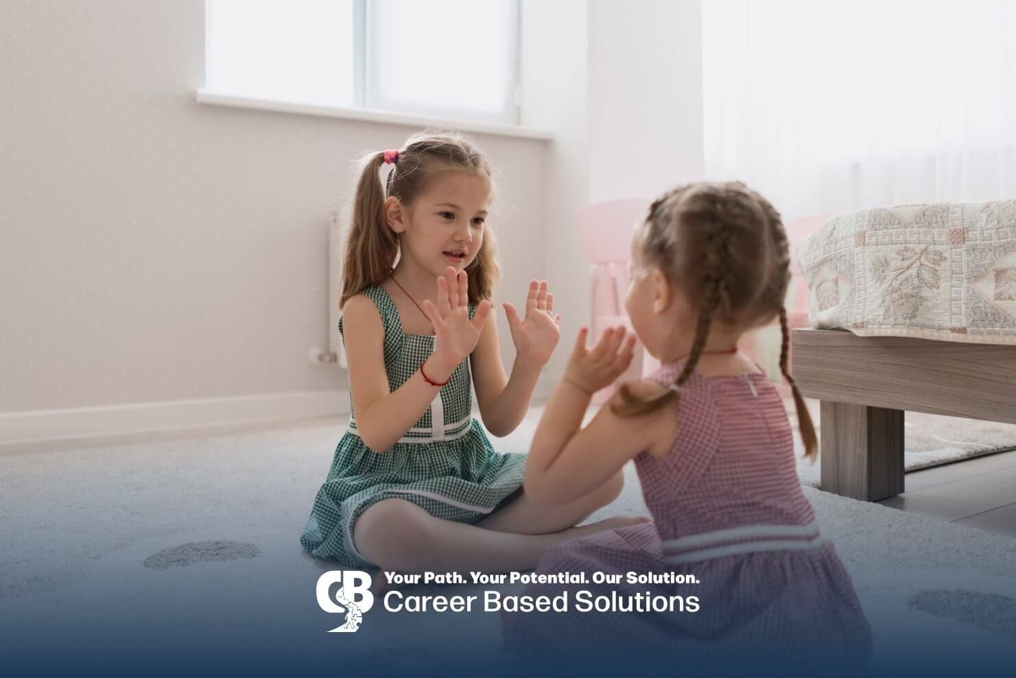 Two autistic children playing together indoors, illustrating home-based therapy & social development