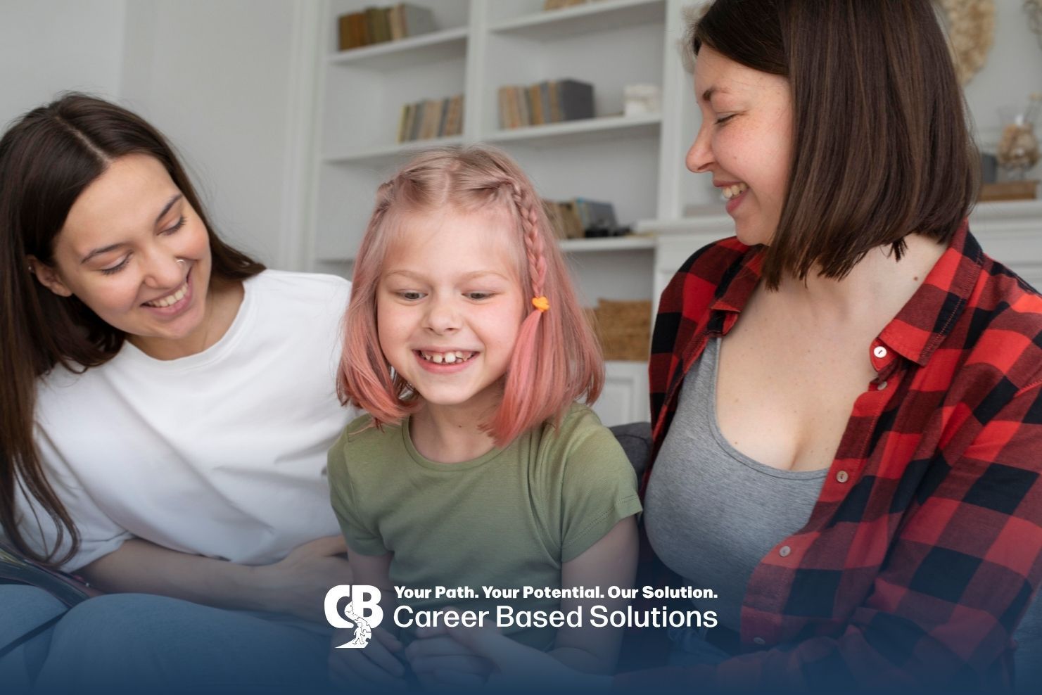 Smiling family celebrates an autistic child’s success, showing positive reinforcement in therapy.