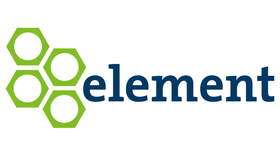 A logo for a company called element with a hexagon in the middle.