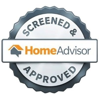 A screened and approved home advisor logo on a white background