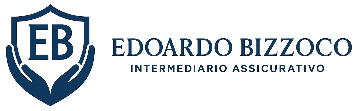 Logo di Edoardo Bizzoco, intermediario assicurativo, con il disegno di uno scudo e di una mano.
