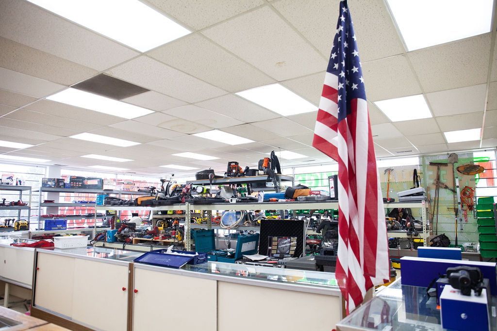 American Flag on Shop