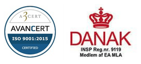 Danak logo og ISO 9001 certificeret
