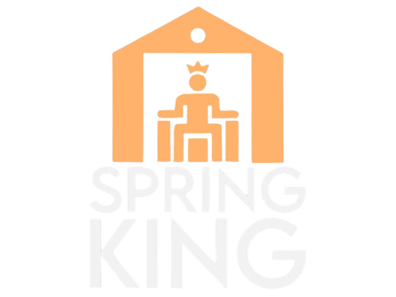 Orange Spring King logo with a stylized person and house above the text.