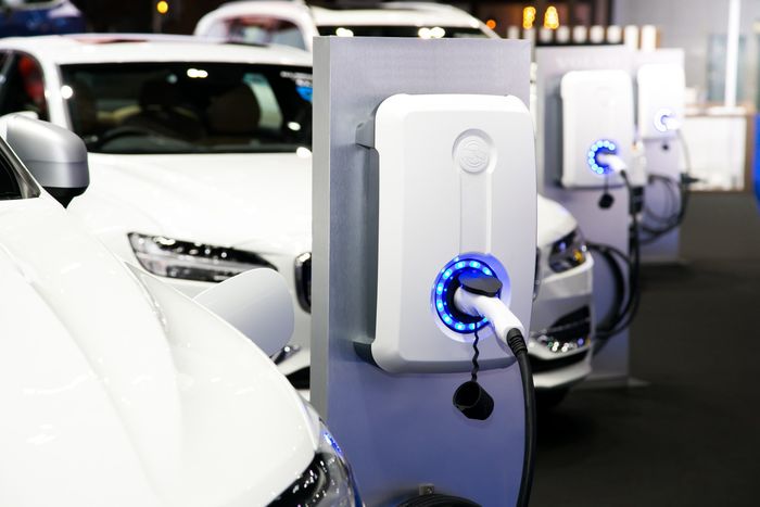 an EV charging station