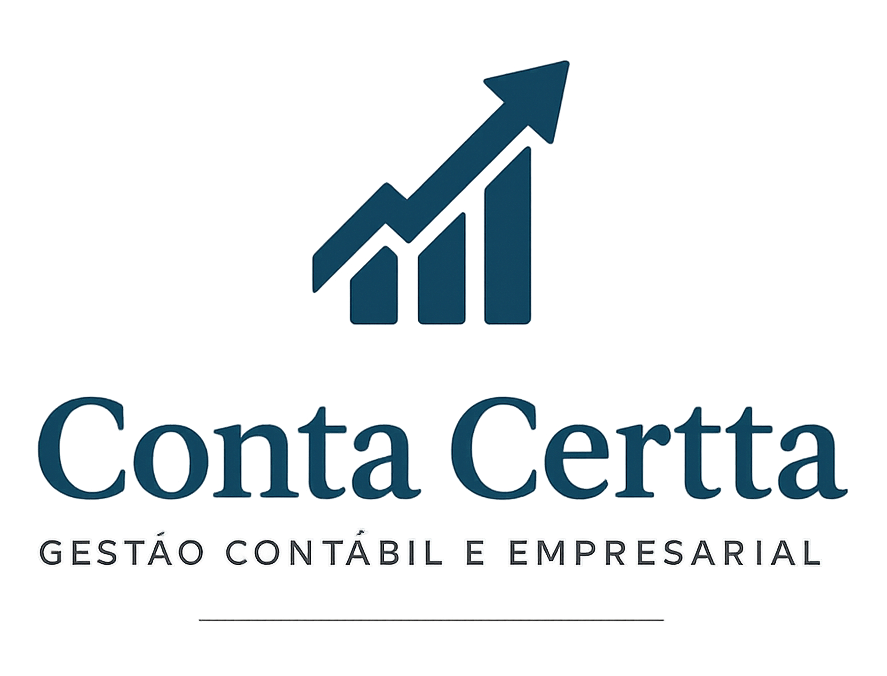 O logotipo da conta certta mostra um gráfico com uma seta apontando para cima.